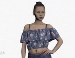 کاراکتر زن ایستاده با شلوار جین
