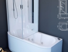 کابین دوش شیشه ای + وان