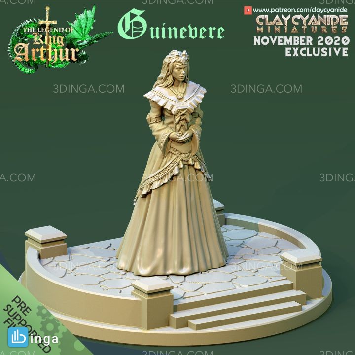 کاراکتر زن ایستاده (Guinevere) برای چاپ سه بعدی