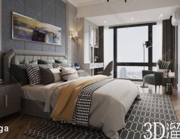 صحنه داخلی اتاق خواب مدرن
