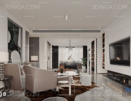صحنه داخلی اتاق نشیمن سبک مدرن