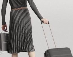 کاراکتر زن در حال راه رفتن با چمدان-True Walk