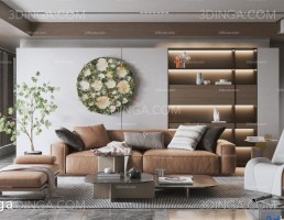 صحنه داخلی اتاق نشیمن سبک مدرن