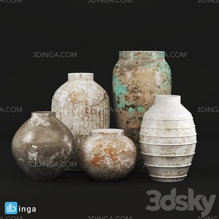 مجموعه گلدان بتنی
