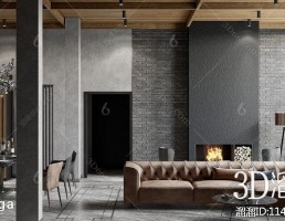 صحنه داخلی سالن غذا خوری سبک Industrial