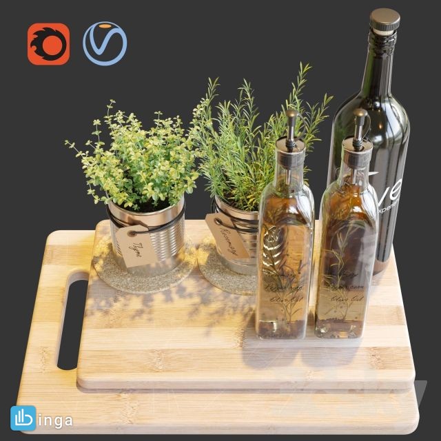 بطری روغن زیتون + گلدان رزماری