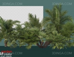 پرسوناژ باغ کوچک با انواع درختان
