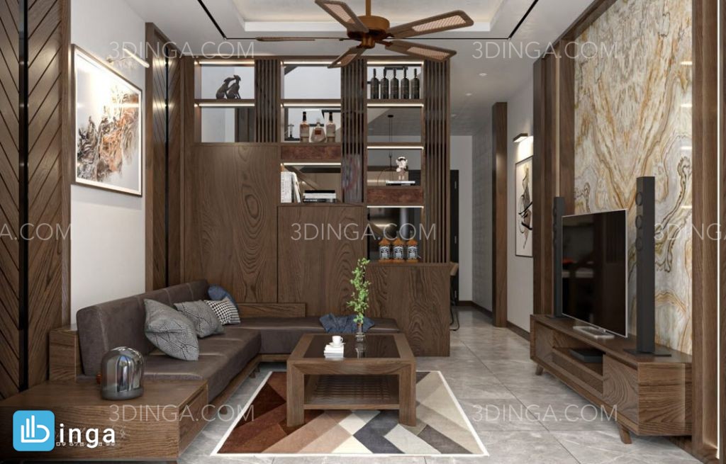 صحنه داخلی اتاق نشیمن + آشپزخانه برای اسکچاپ