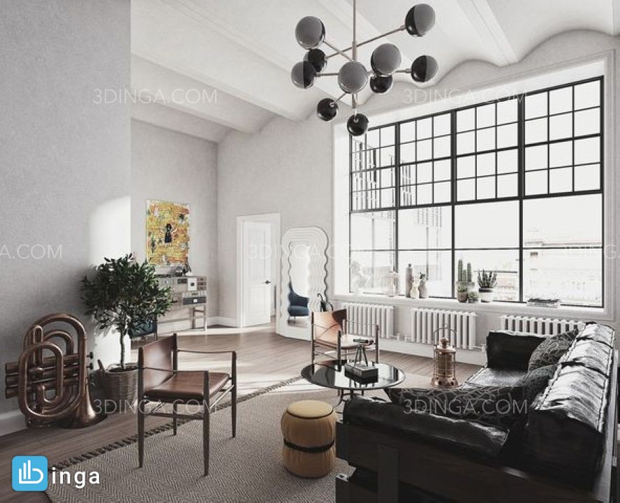 صحنه داخلی آپارتمان برای اسکچاپ