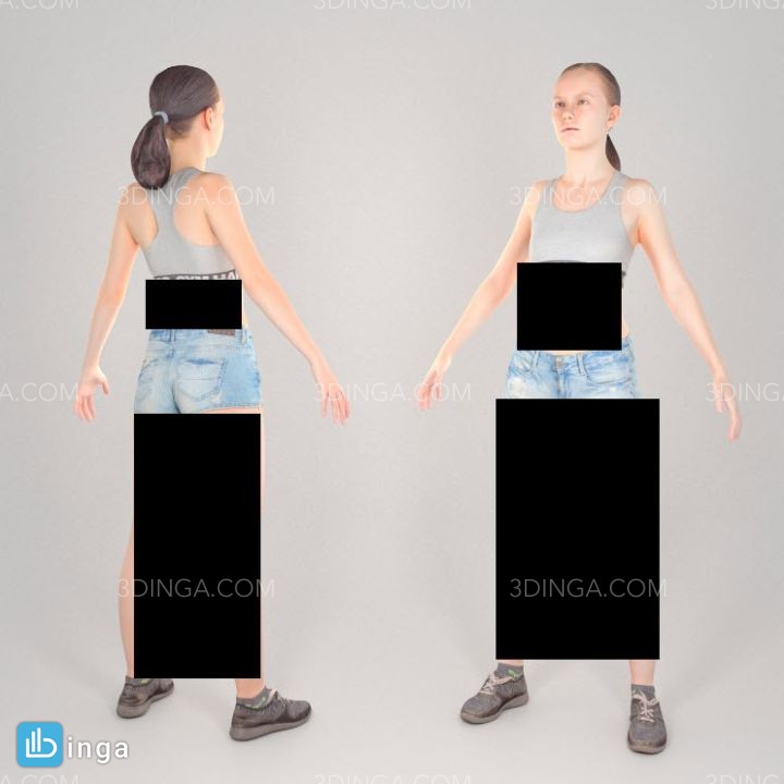 کاراکتر زن ورزشکار با شلوار جین