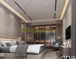 صحنه داخلی اتاق خواب مدرن