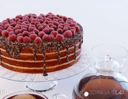 کیک شکلاتی و چای