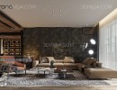 صحنه داخلی اتاق نشیمن سبک مدرن