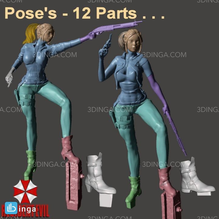 کاراکتر دختر جنگجو برای چاپ سه بعدی