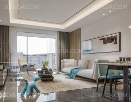 صحنه داخلی اتاق نشیمن سبک مدرن