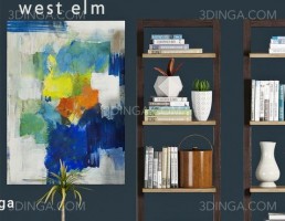 قفسه کتاب + وسایل تزیینی