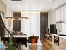صحنه داخلی اتاق نشیمن + آشپزخانه برای اسکچاپ