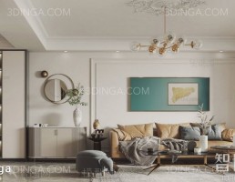 صحنه داخلی اتاق نشیمن سبک مدرن