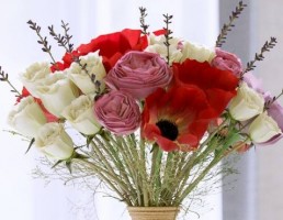 گلدان + دسته گل