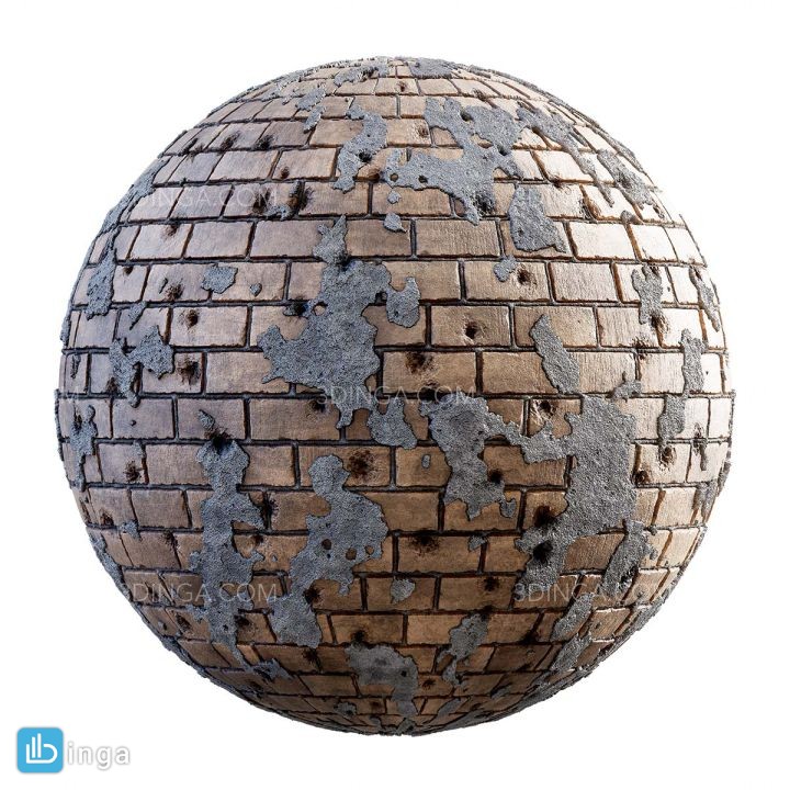 تکسچر دیوار آجری با سوراخ گلوله