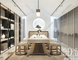 صحنه داخلی اتاق چای سبک چینی