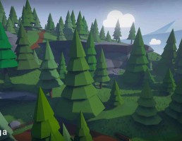 محیط جنگل  Low Poly