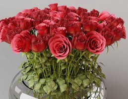 گلدان +گل رز