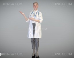 کاراکتر زن پزشک در حال نشان دادن چیزی