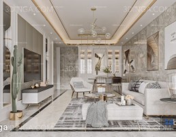 صحنه داخلی اتاق نشیمن سبک مدرن