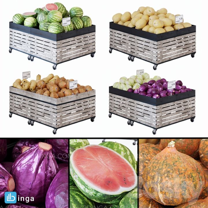 قفسه سبزیجات + میوه های فروشگاه