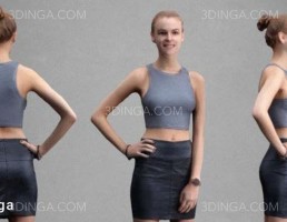 کاراکتر دختر ایستاده در حال لبخند زدن