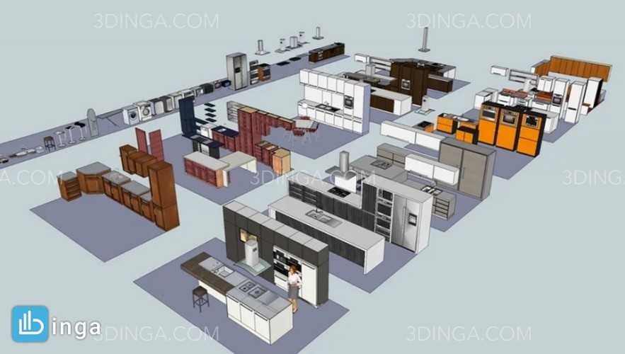 مدل سه بعدی کابینت آشپزخانه