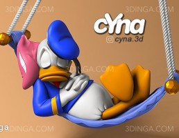 کاراکتر کارتونی اردک دونالد خوابیده برای چاپ سه بعدی