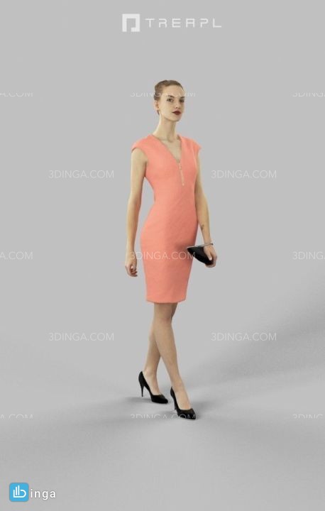 کاراکتر زن جوان در حال  پیاده روی