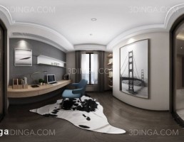 صحنه داخلی اتاق مطالعه به سبک پاروناما