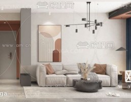 صحنه داخلی اتاق نشیمن سبک مدرن