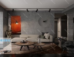 اتاق نشیمن کلاسیک سبک صنعتی