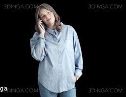 کاراکتر زن در حال صحبت با گوشی