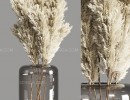 گل های خشک در گلدان شیشه ای