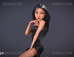 کاراکتر زن کارتونی نشسته
