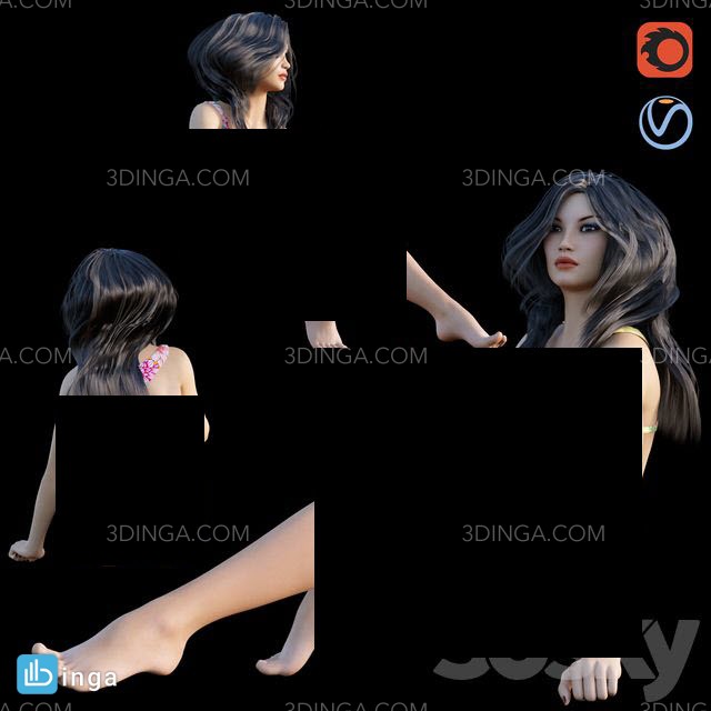 کاراکتر زن با لباس شنا