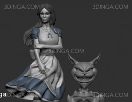 مجسمه کاراکتر کارتونی دختر (آلیس) برای چاپ سه بعدی