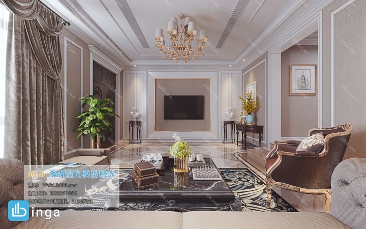 اتاق نشیمن کلاسیک سبک اروپایی