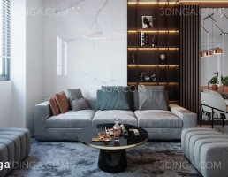 صحنه داخلی اتاق نشیمن _ آشپزخانه